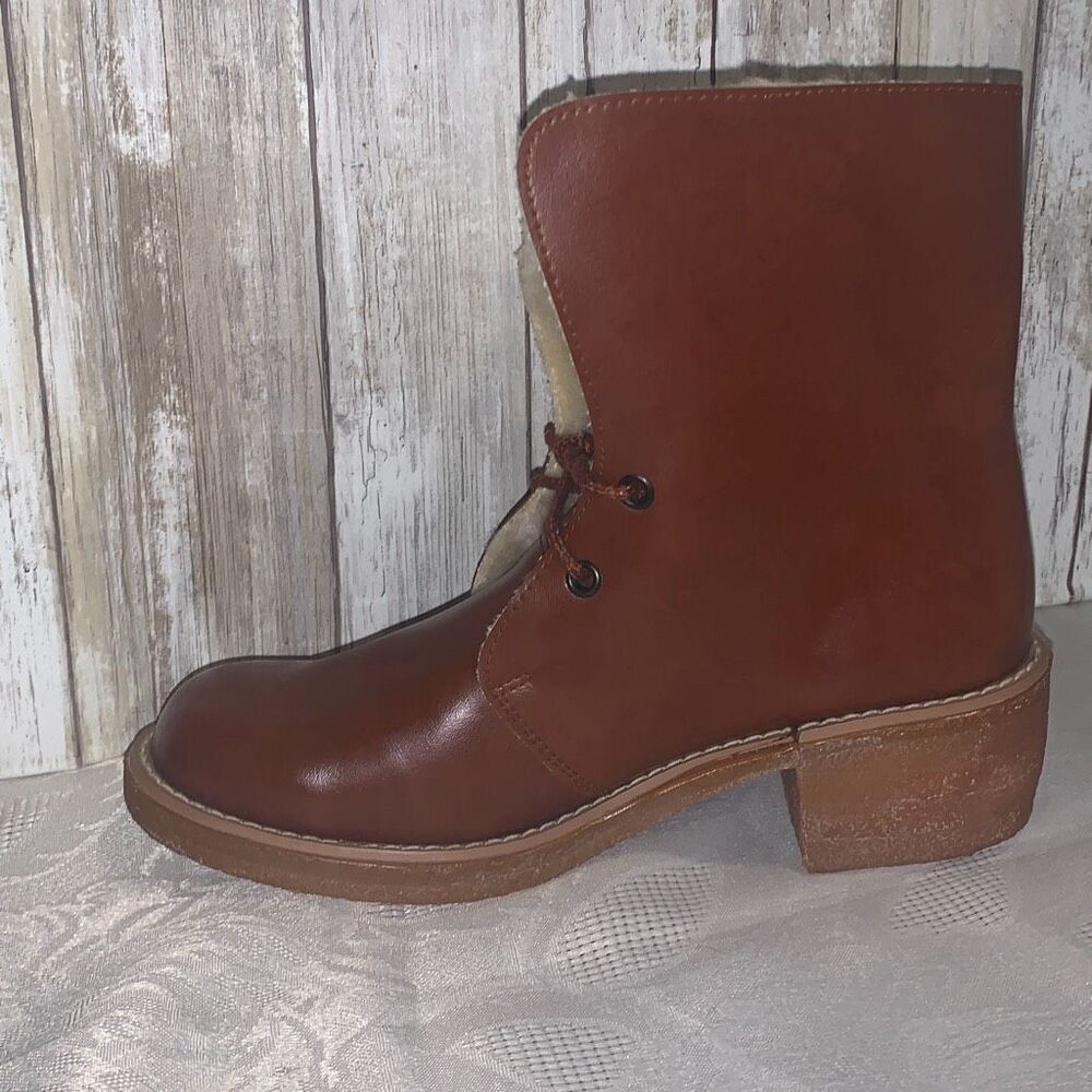NWOT Vintage Sears Cognac Brown Shearling Boots Women’s Size 8.5‎ B - Picture 8 of 15